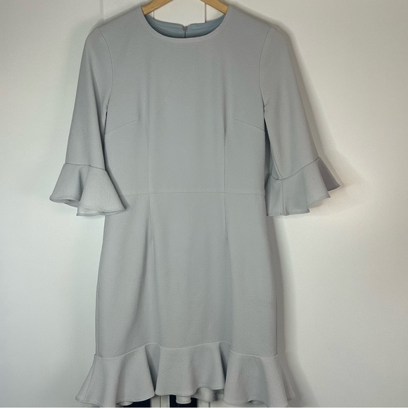 Rebecca Vallance Billie Flare Ruffle Mini Dress Sz 8 Ice Blue feminine work - Picture 1 of 6